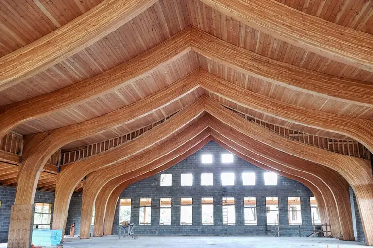 Polam temple wood frame and timber Glulam temple project in Chilliwack Bc.